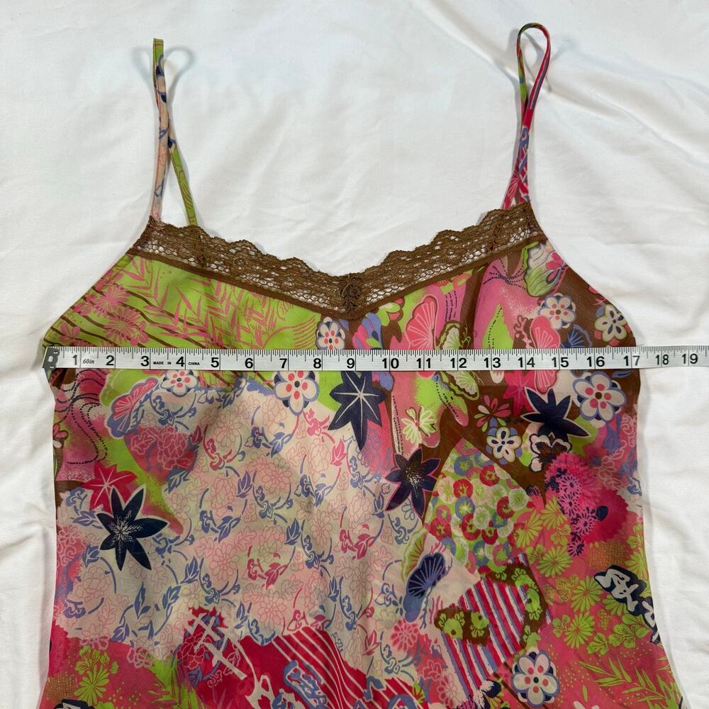 Vintage y2k Josie Natori mesh lace colorful slip dress nightgown - Picture 4 of 8